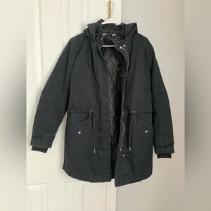 H&M Black Hooded Parka Jacket